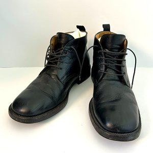 Modern Black Lace-Up Leather European Boots - Men’s Size 43 EU / 10 US Wording B